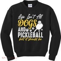 Funny Pickleball Player & Dogs Gift  Kids Sweatshirt thumb 0