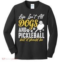Funny Pickleball Player & Dogs Gift  Kids Long Sleeve Shirt thumb 0