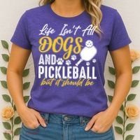Funny Pickleball Player & Dogs Gift  Women's T-Shirt thumb 2