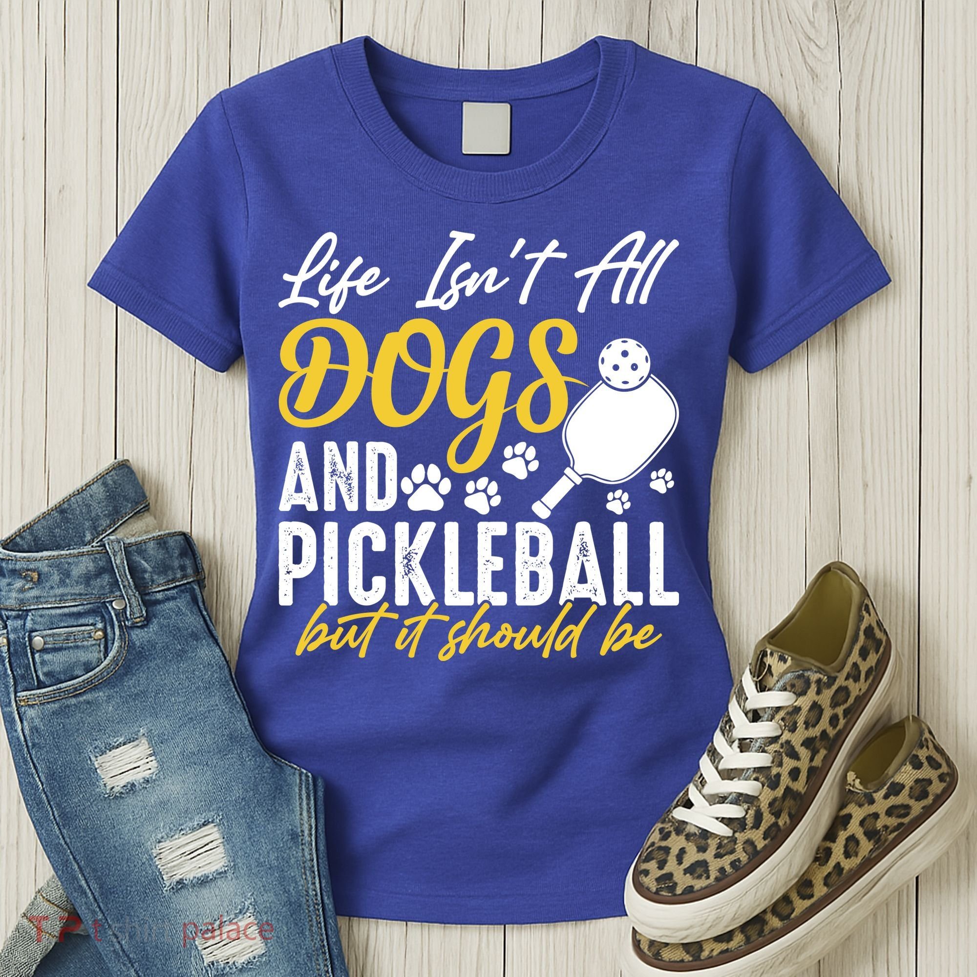 Funny Pickleball Player & Dogs Gift  Women's T-Shirt