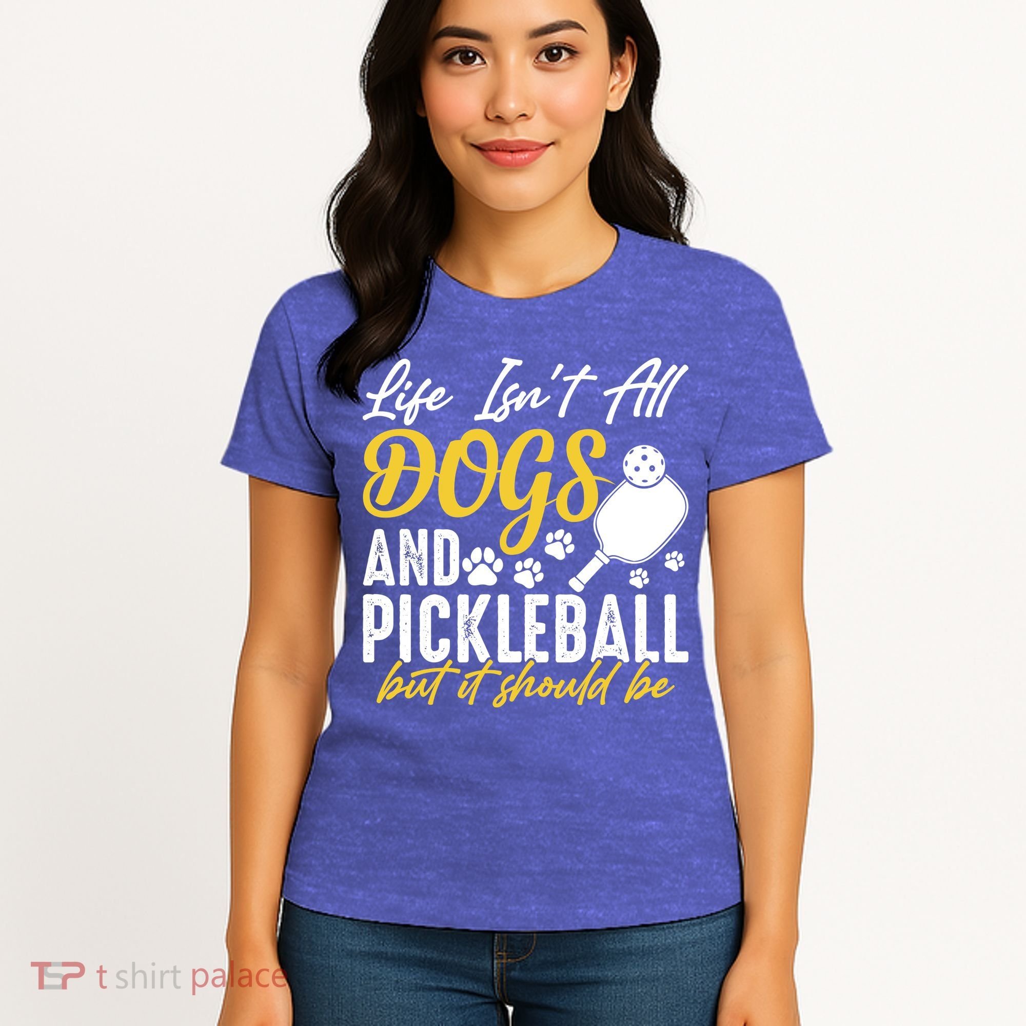 Funny Pickleball Player & Dogs Gift  Women's T-Shirt