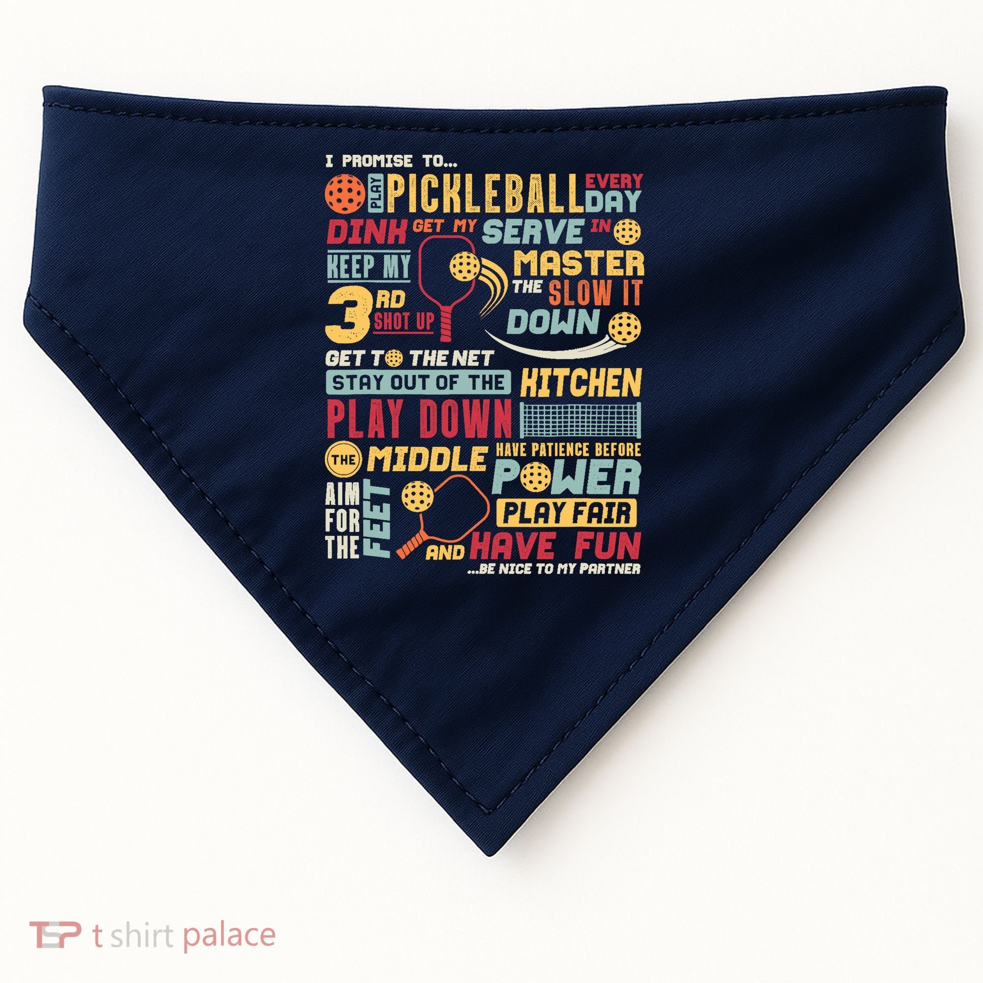 Funny Pickleball Pledge Pickleball Player Coach USA-Made Doggie Bandana