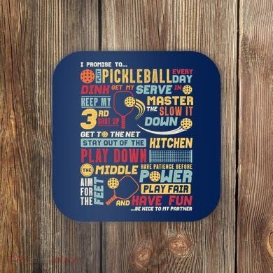 Funny Pickleball Pledge Pickleball Player Coach Coaster