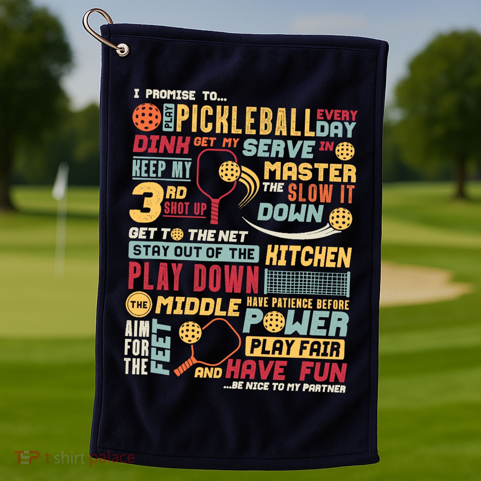 Funny Pickleball Pledge Pickleball Player Coach Golf Towel