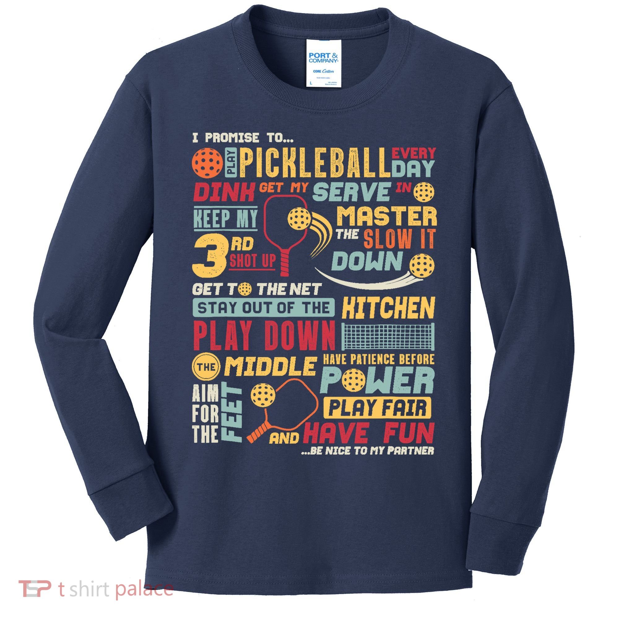 Funny Pickleball Pledge Pickleball Player Coach Kids Long Sleeve Shirt