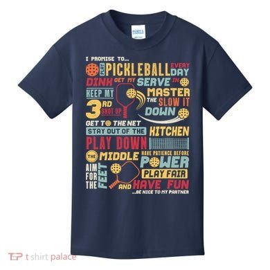 Funny Pickleball Pledge Pickleball Player Coach Kids T-Shirt