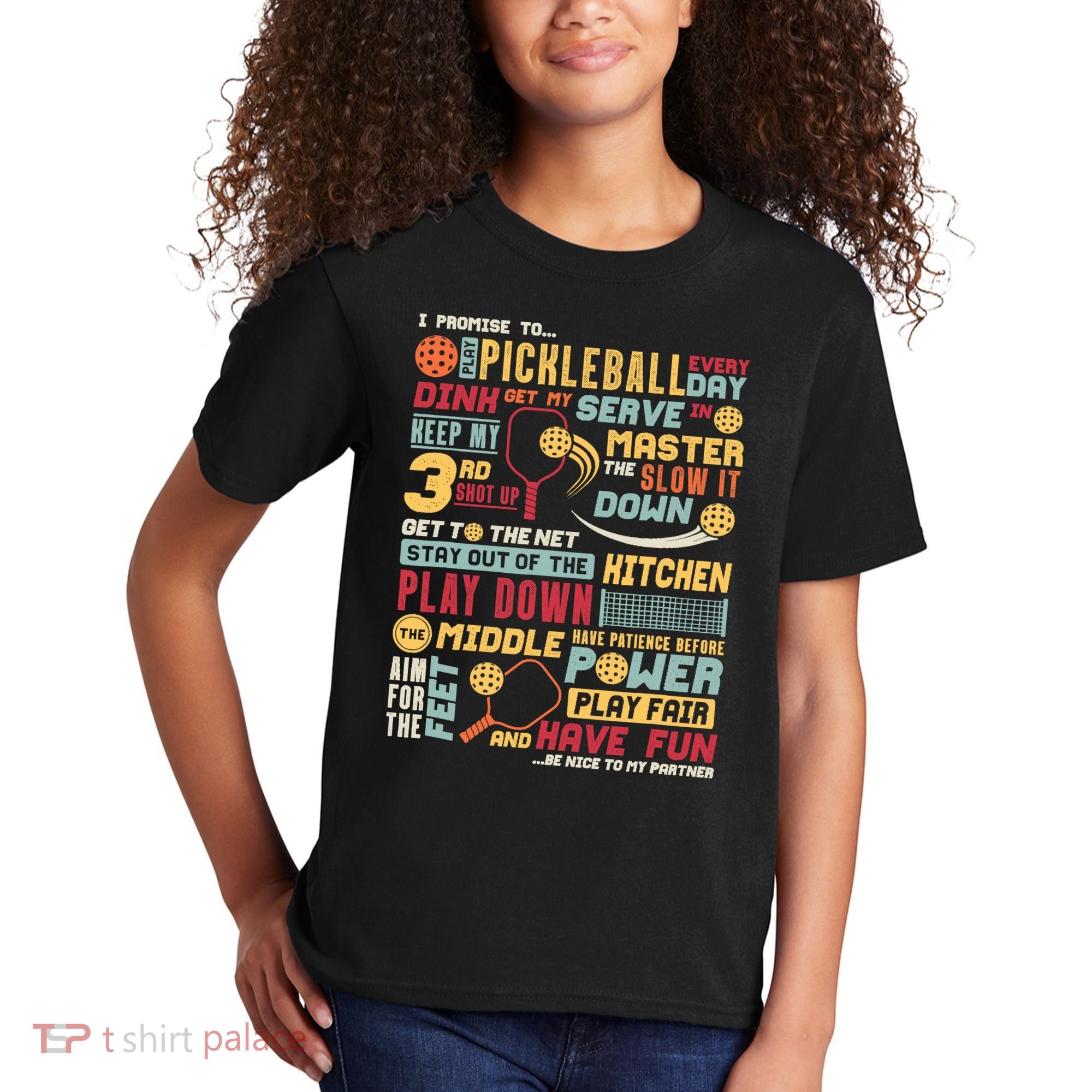 Funny Pickleball Pledge Pickleball Player Coach Kids T-Shirt