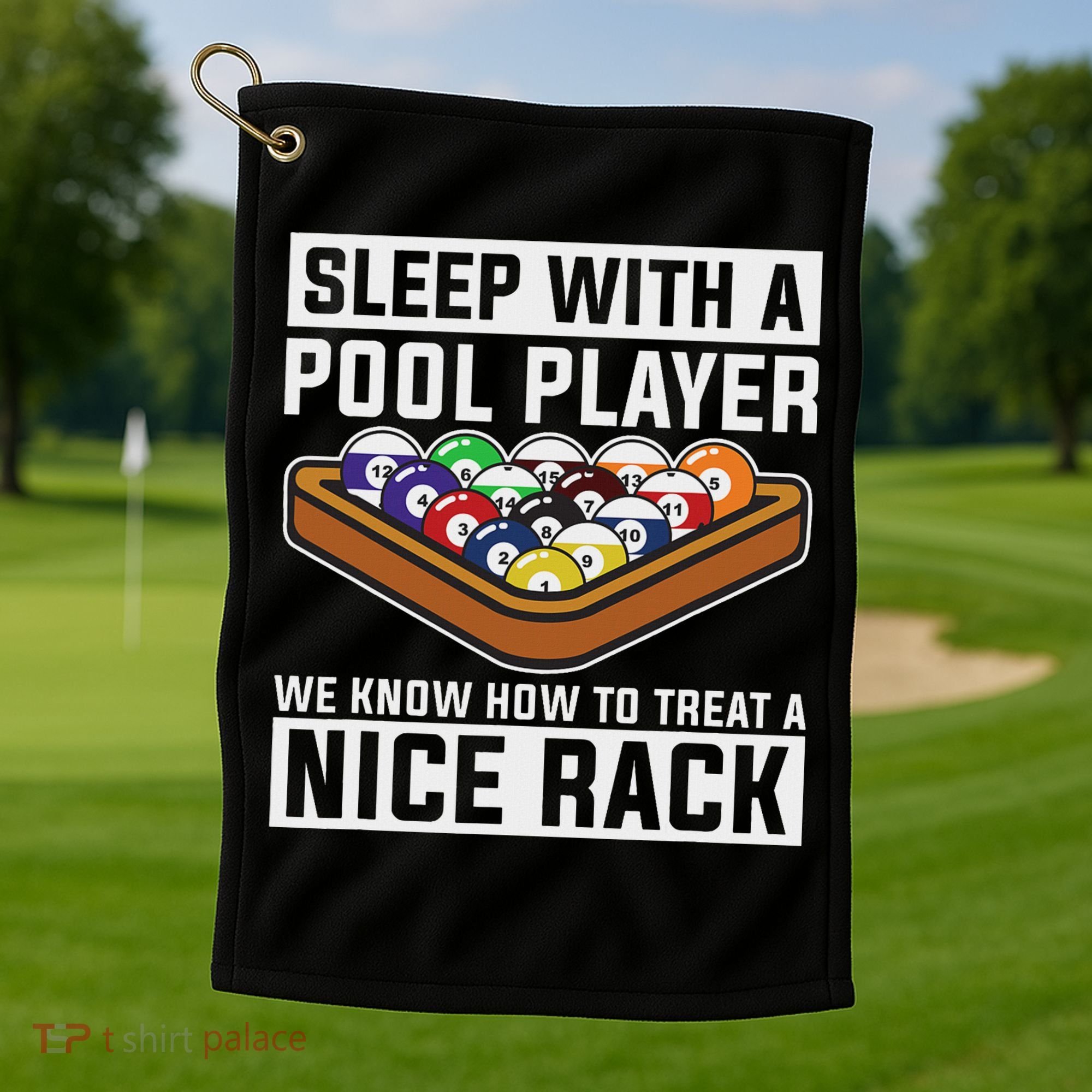 Funny Pool Player Billard 8 Ball Golf Towel