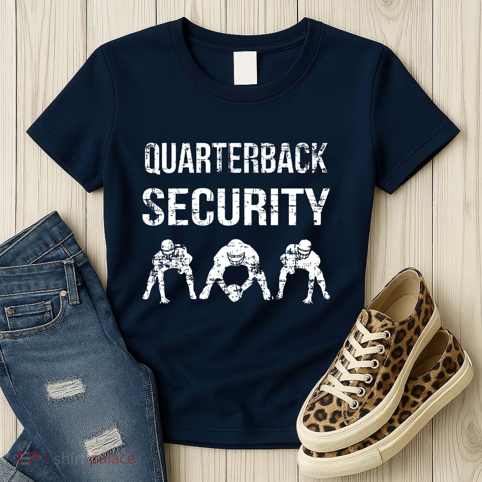 Funny Player Quarterback Security Offensive Lineman Football Women's T-Shirt
