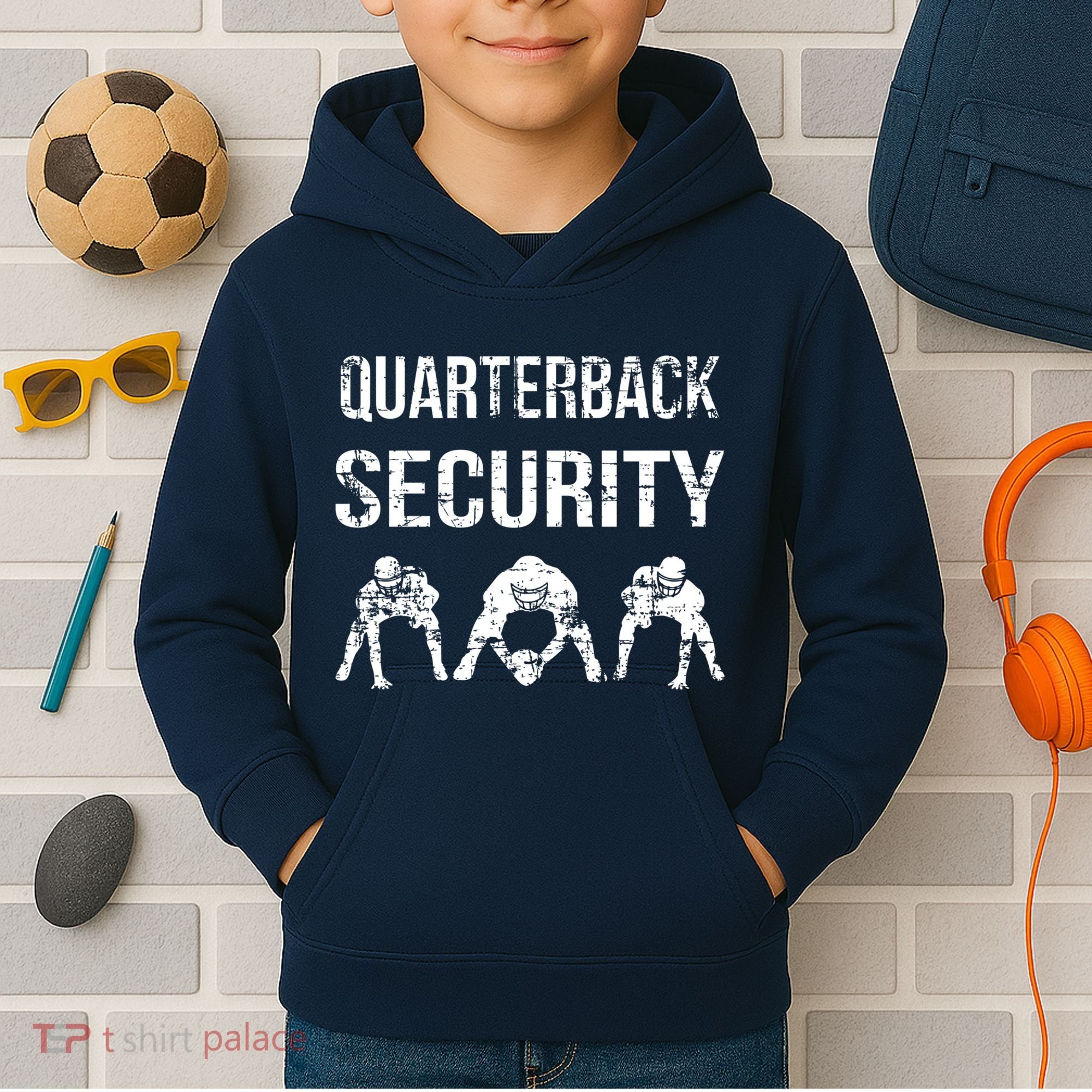 Funny Player Quarterback Security Offensive Lineman Football Kids Hoodie