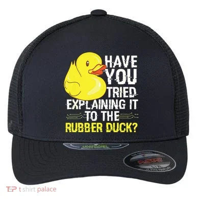 Funny Programmer Rubber Duck Debugging Flexfit Unipanel Trucker Cap