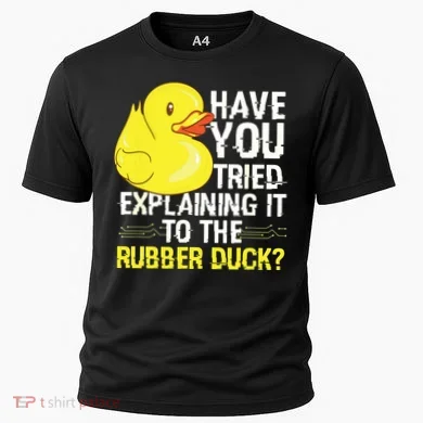 Funny Programmer Rubber Duck Debugging Cooling Performance Crew T-Shirt