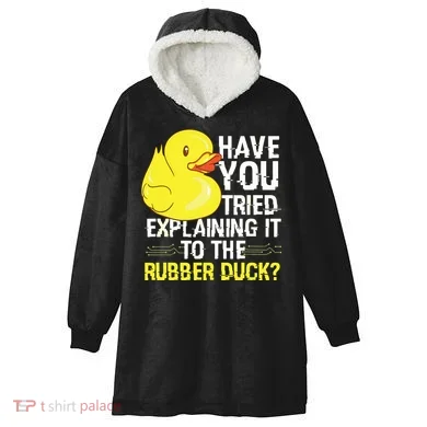 Funny Programmer Rubber Duck Debugging Hooded Wearable Blanket
