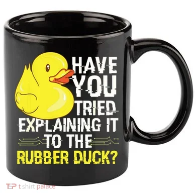 Funny Programmer Rubber Duck Debugging 11oz C Handle Ceramic Mug