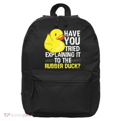 Funny Programmer Rubber Duck Debugging 16 in Basic Backpack