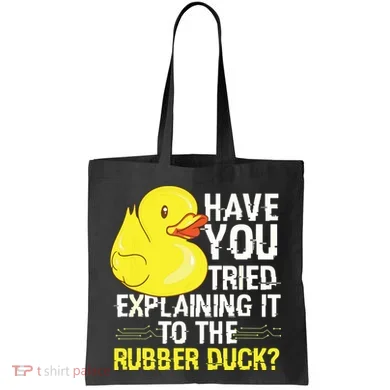 Funny Programmer Rubber Duck Debugging Tote Bag