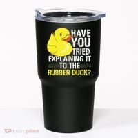 Funny Programmer Rubber Duck Debugging Tumbler thumb 0