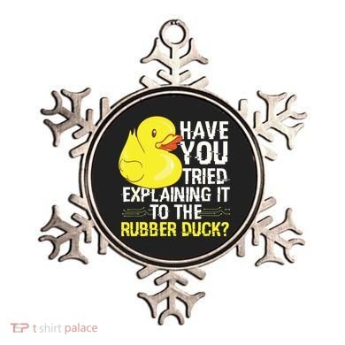 Funny Programmer Rubber Duck Debugging Ornament