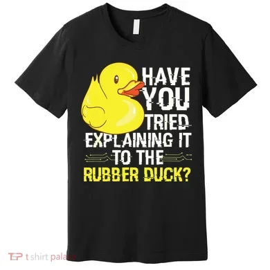Funny Programmer Rubber Duck Debugging Premium T-Shirt