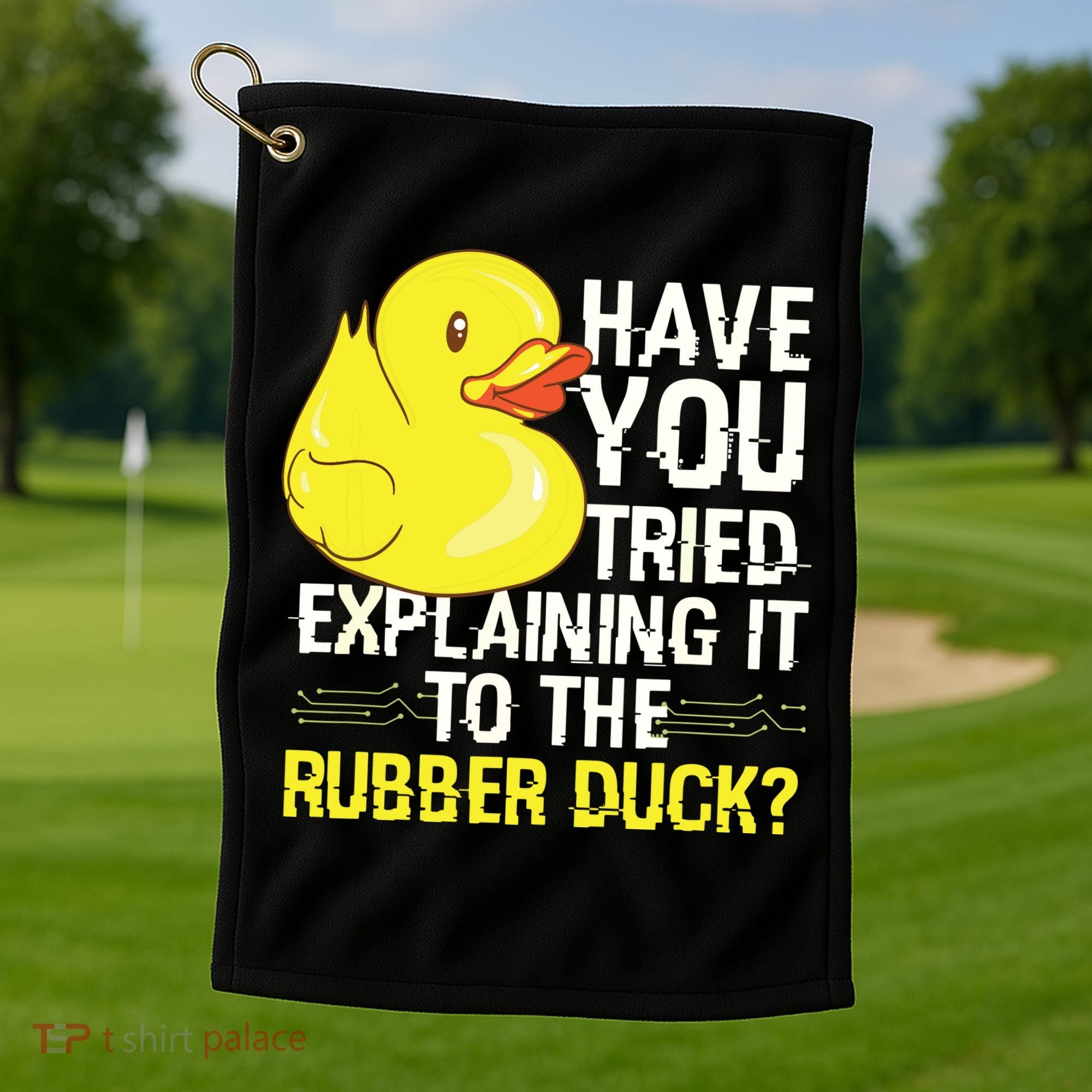Funny Programmer Rubber Duck Debugging Golf Towel