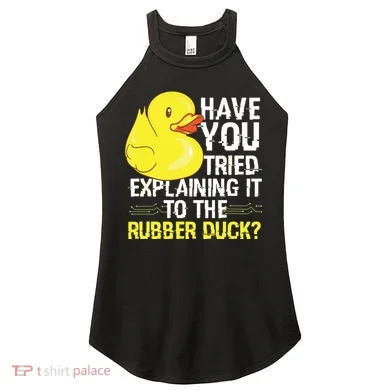 Funny Programmer Rubber Duck Debugging Women's Perfect Tri Rocker Tank