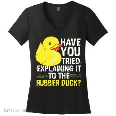 Funny Programmer Rubber Duck Debugging Women's V-Neck T-Shirt