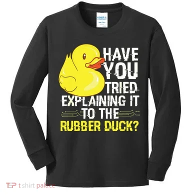 Funny Programmer Rubber Duck Debugging Kids Long Sleeve Shirt