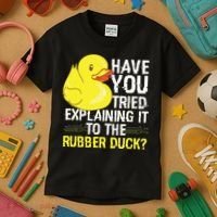 Funny Programmer Rubber Duck Debugging Kids T-Shirt thumb 3