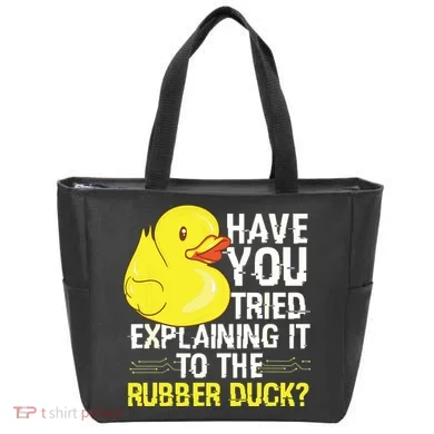 Funny Programmer Rubber Duck Debugging Tote Bag