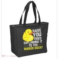 Funny Programmer Rubber Duck Debugging Tote Bag thumb 2