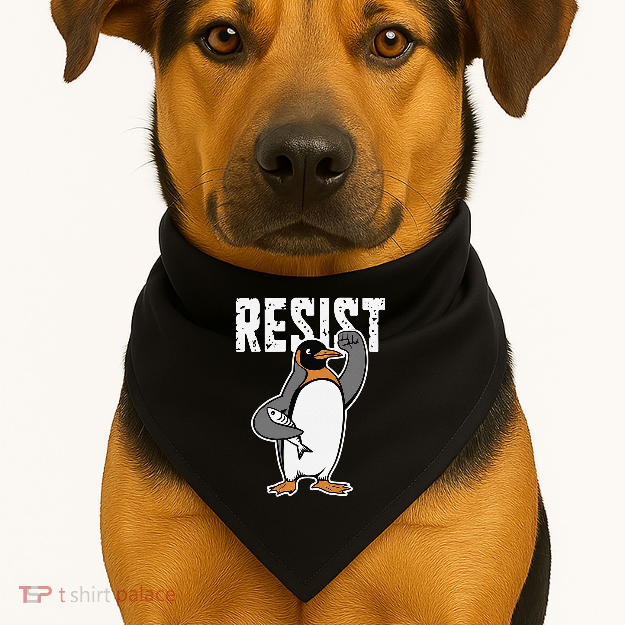 Funny Penguin Resist Penguins Protest Against Tariffs USA-Made Doggie Bandana