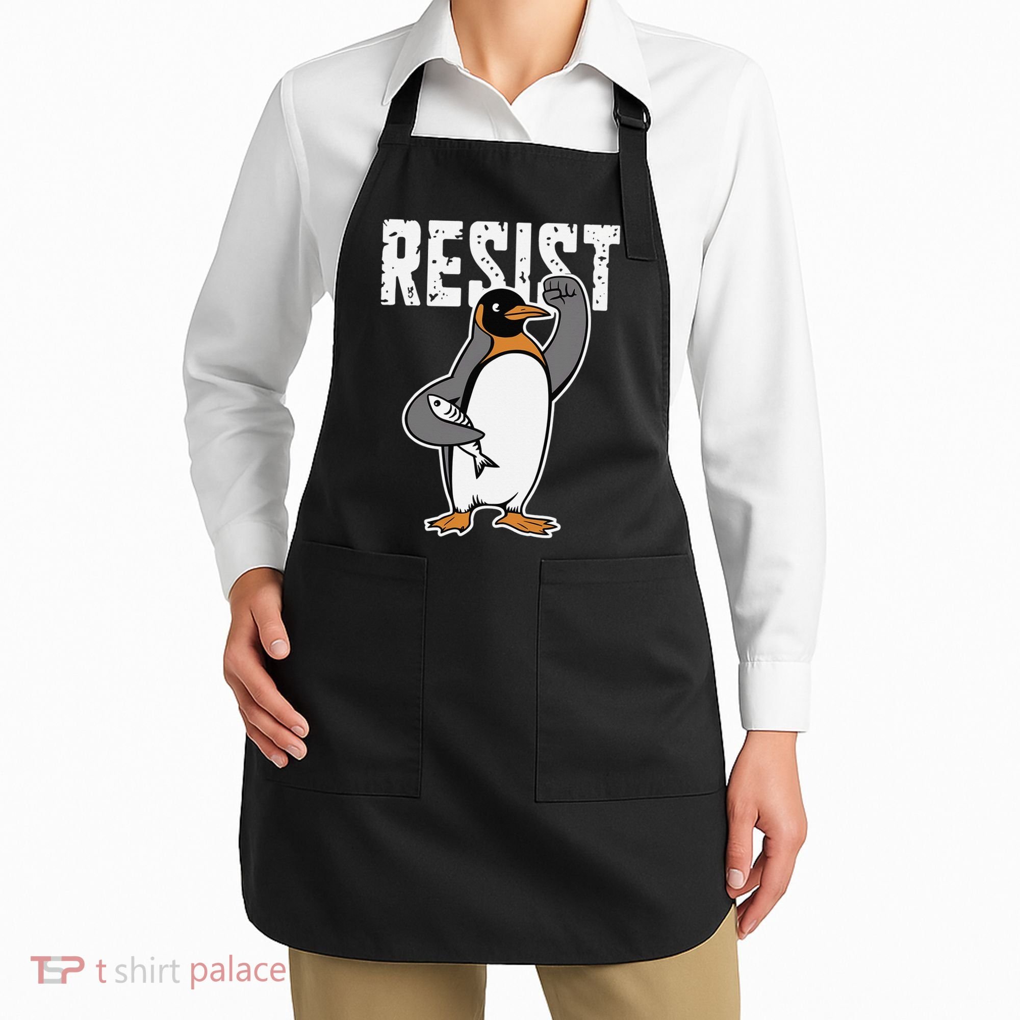 Funny Penguin Resist Penguins Protest Against Tariffs Apron