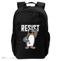 Funny Penguin Resist Penguins Protest Against Tariffs Backpack thumb 0