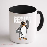 Funny Penguin Resist Penguins Protest Against Tariffs Coffee Mug thumb 1