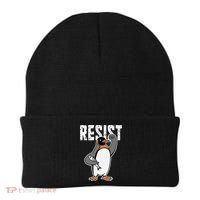 Funny Penguin Resist Penguins Protest Against Tariffs Beanie thumb 0