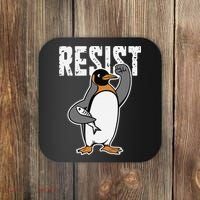 Funny Penguin Resist Penguins Protest Against Tariffs Coaster thumb 0