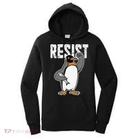Funny Penguin Resist Penguins Protest Against Tariffs Women's Hoodie thumb 0
