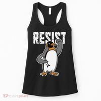 Funny Penguin Resist Penguins Protest Against Tariffs Women's Tank Top thumb 0