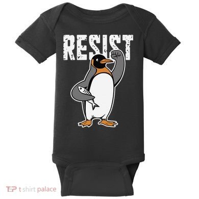 Funny Penguin Resist Penguins Protest Against Tariffs Baby Bodysuit