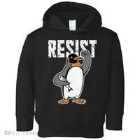 Funny Penguin Resist Penguins Protest Against Tariffs Toddler Hoodie thumb 0