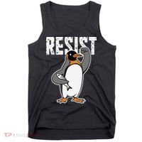 Funny Penguin Resist Penguins Protest Against Tariffs Tank Top thumb 0
