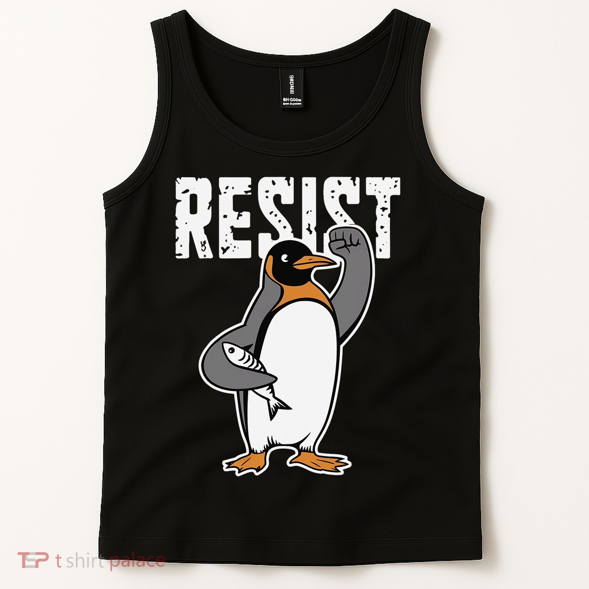 Funny Penguin Resist Penguins Protest Against Tariffs Tank Top