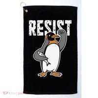 Funny Penguin Resist Penguins Protest Against Tariffs Golf Towel thumb 0