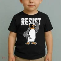 Funny Penguin Resist Penguins Protest Against Tariffs Toddler T-Shirt thumb 2