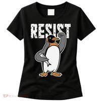 Funny Penguin Resist Penguins Protest Against Tariffs Women's T-Shirt thumb 0