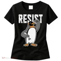 Funny Penguin Resist Penguins Protest Against Tariffs Women's T-Shirt thumb 0