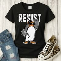 Funny Penguin Resist Penguins Protest Against Tariffs Women's T-Shirt thumb 3