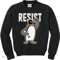 Funny Penguin Resist Penguins Protest Against Tariffs Kids Sweatshirt thumb 0