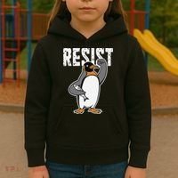 Funny Penguin Resist Penguins Protest Against Tariffs Kids Hoodie thumb 3