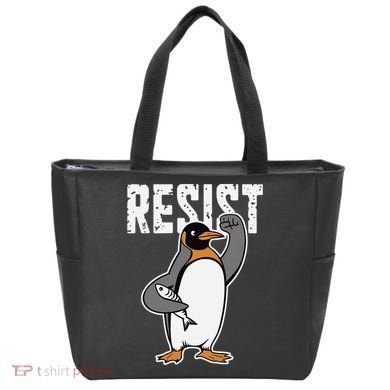 Funny Penguin Resist Penguins Protest Against Tariffs Tote Bag